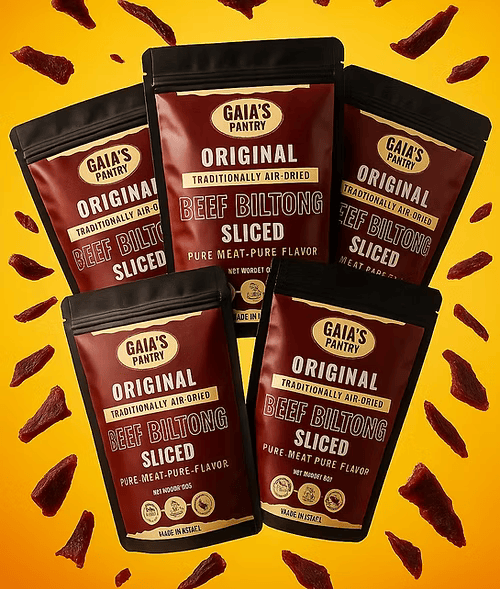 5 Sliced Biltong Combo, premium kosher South African dried beef, hand-sliced, high-protein snack